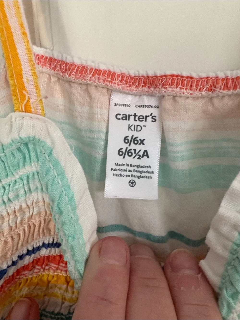 Carter's Girls' Pastel Stripe Smocked Sundress - Mint, Peach, Yellow, Red, Blue